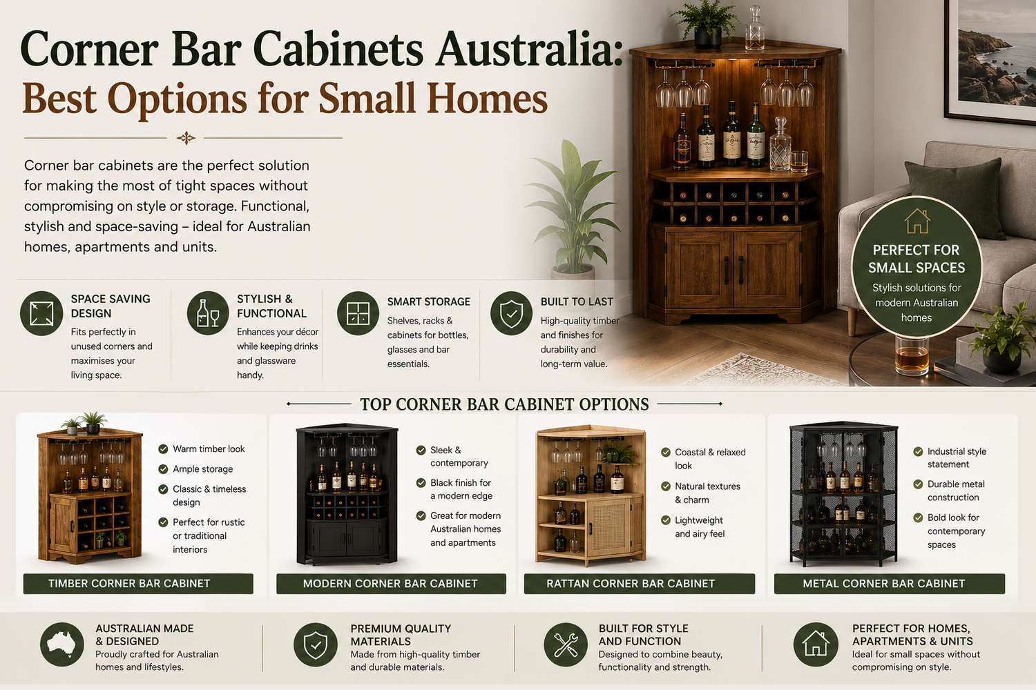 Corner Bar Cabinets Australia: Best Options for Small Homes