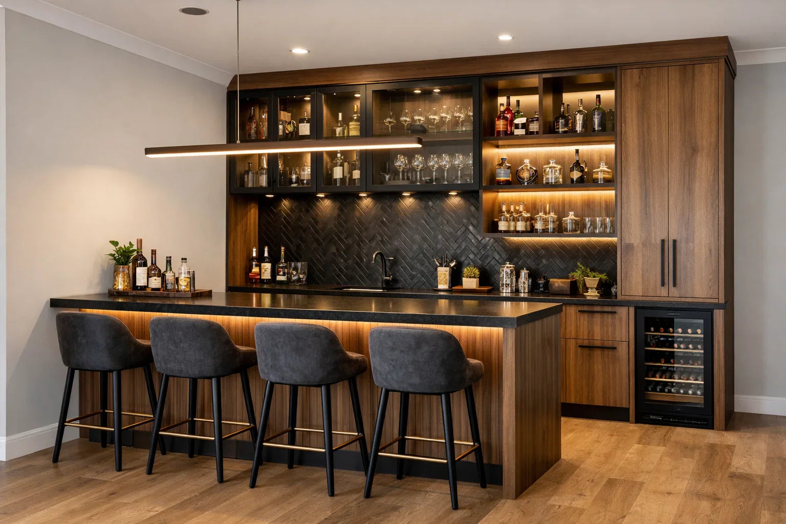 Bar Counter and Cabinets in Altona Meadows – Modern Home Bar Design Ideas