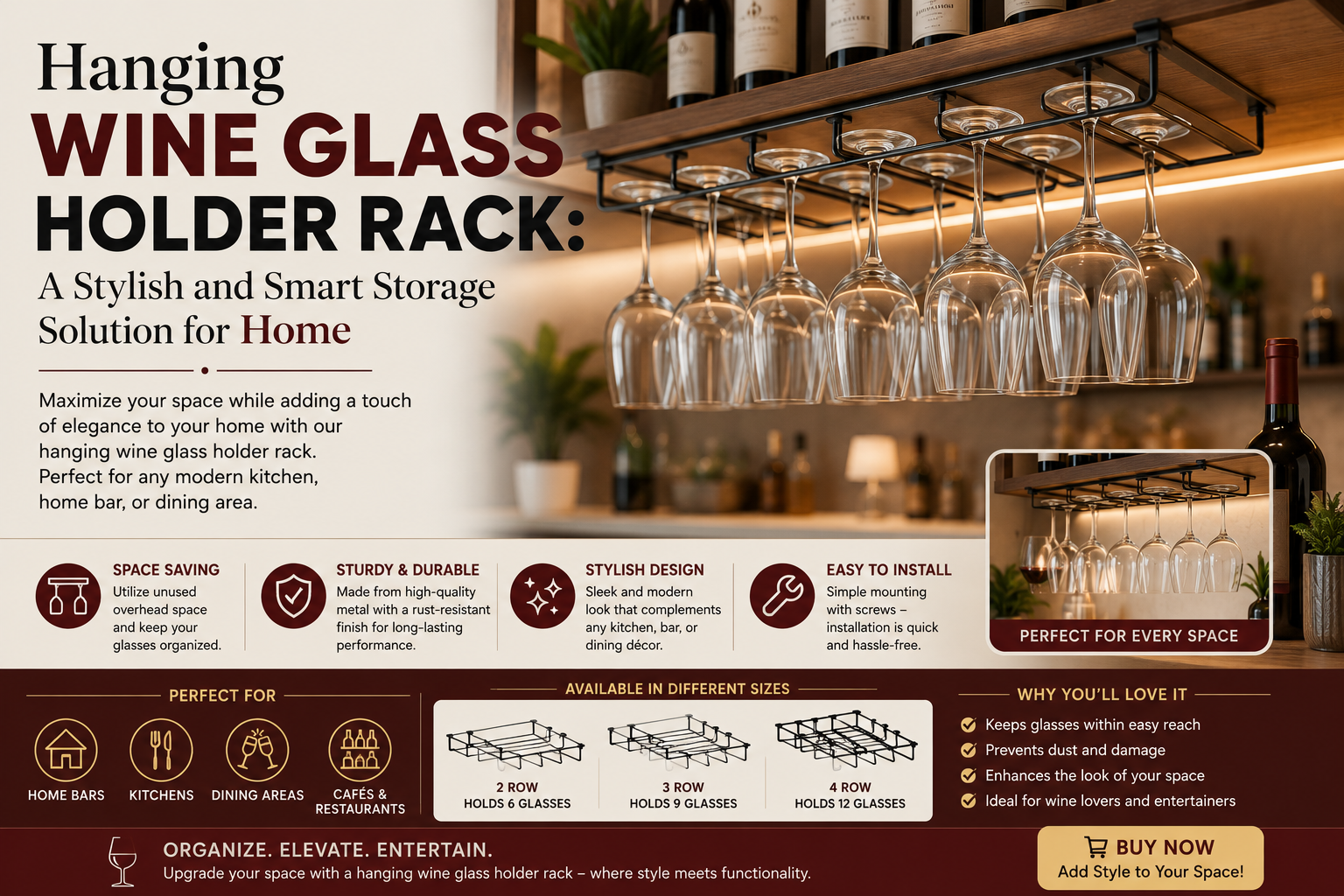 Hanging Wine Glass Holder Rack: A Stylish and Smart Storage Solution for Home
