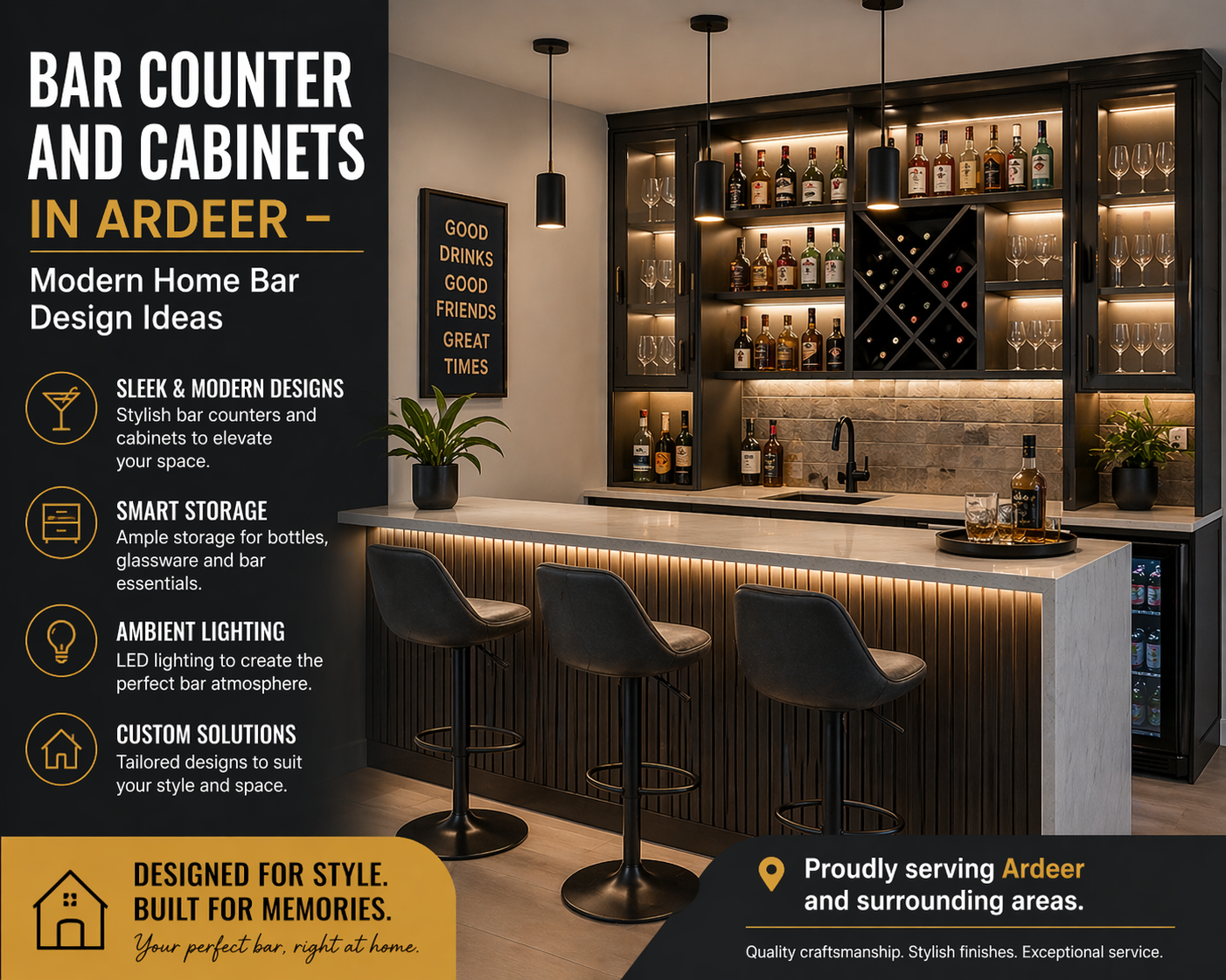 Bar Counter and Cabinets in Ardeer – Modern Home Bar Design Ideas