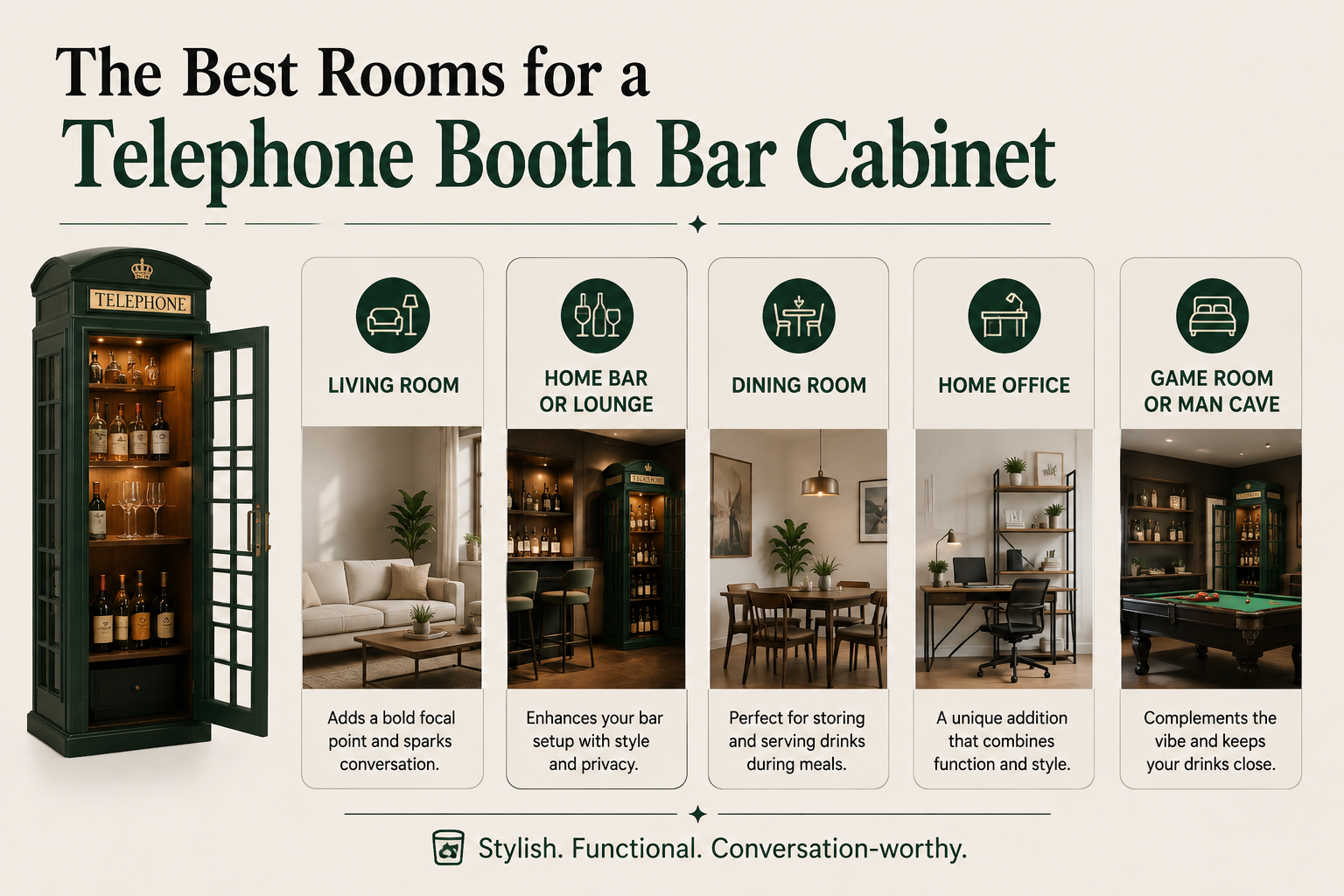The Best Rooms for a Telephone Booth Bar Cabinet