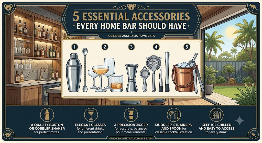 5 Essential Accessories Every Home Bar Should Have: Australia Home Bars Guide