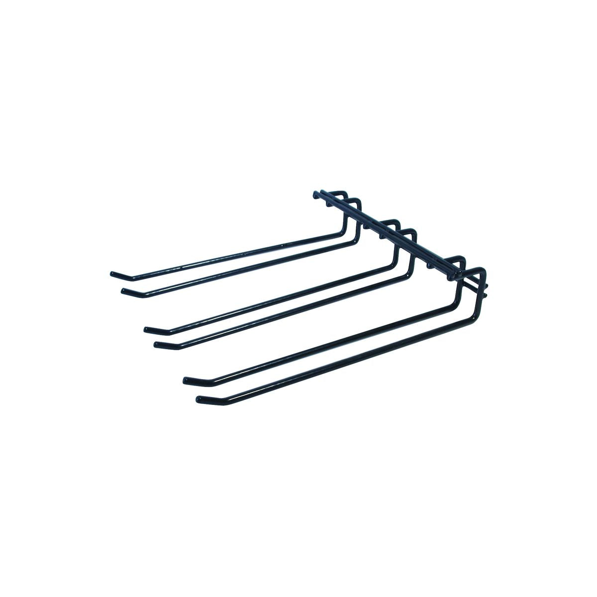 Save space with under-shelf glass hangers.