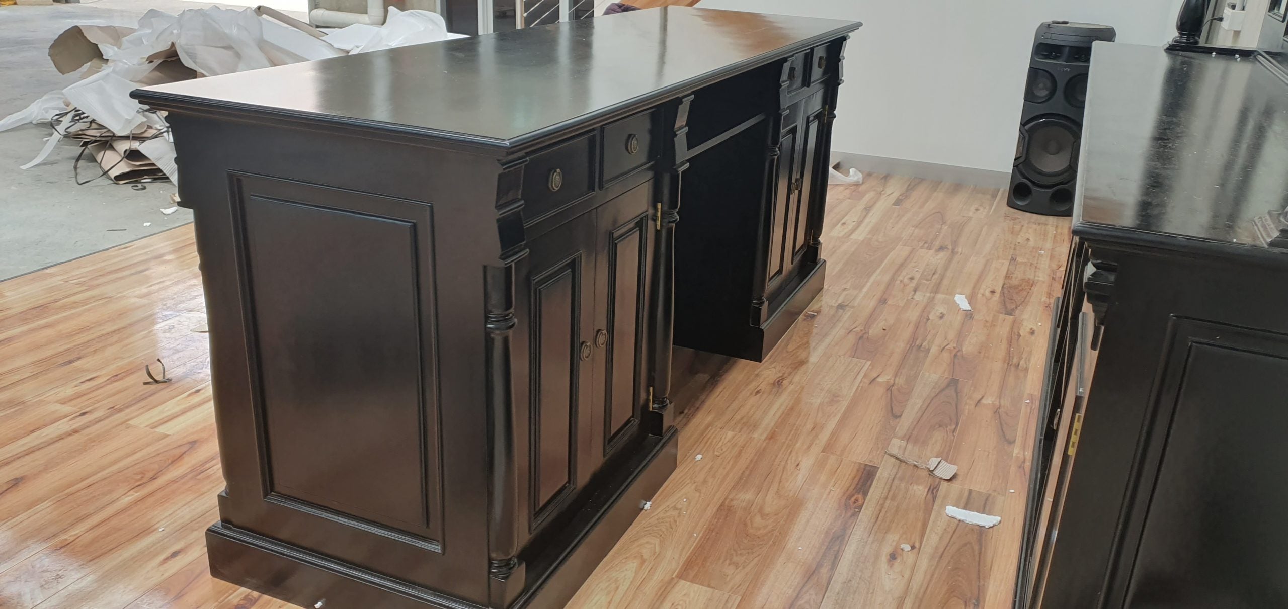 Custom Made Black Mahogany Wood Pub Bar Cabinet