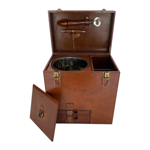 LEATHER DRINK TRUNK - SMALL