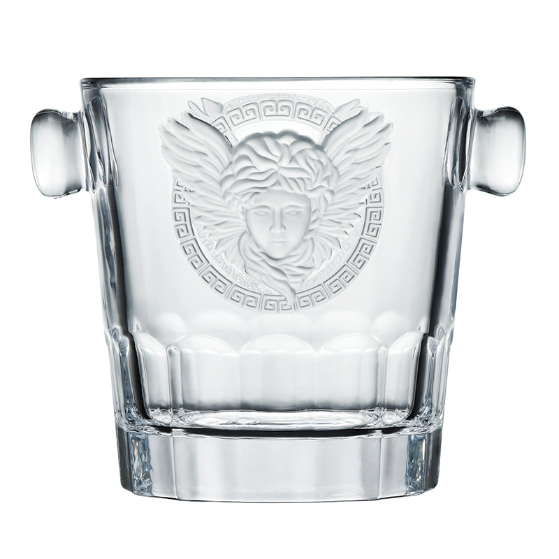 Elevate your home bar with this iconic and stylish ice bucket. Features a bold Medusa head design and is crafted from high-quality glass.