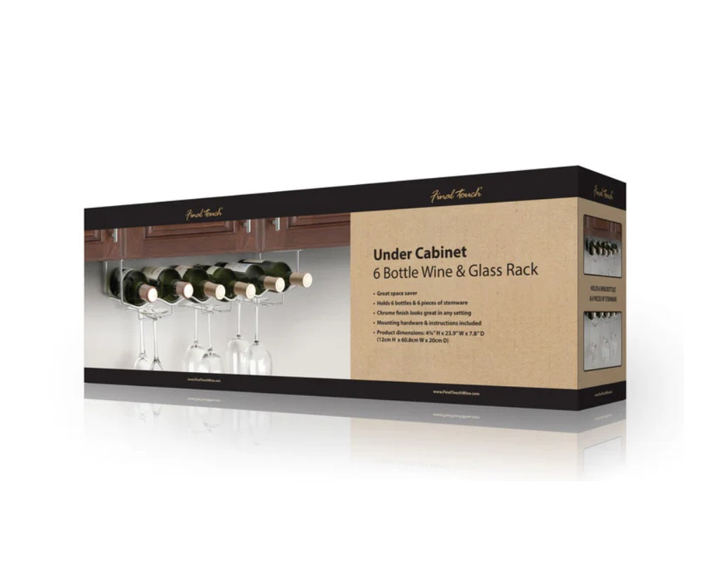 Under Cabinet 6 Bottle Wine / Glass Rack
