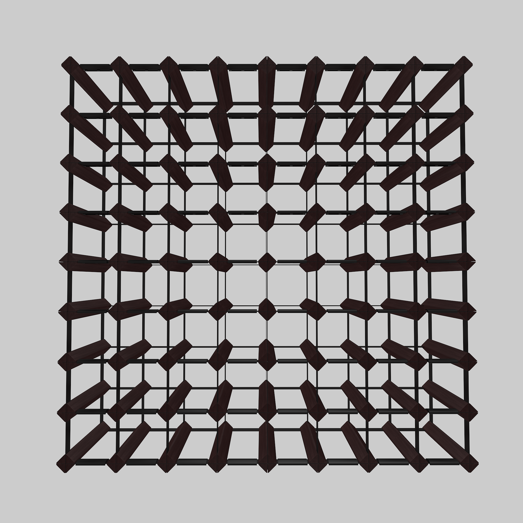 72 Bottle Black Timber Wine Rack