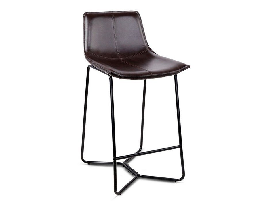 2 x Retro Stools Bonded PU Leather Seat Barstools