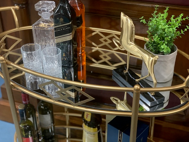 Trellis bar cart