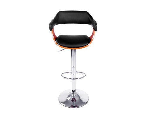 Set of 2 Wooden Bar Stool - Black and Wood