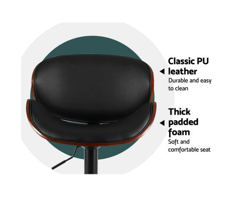 Joyce Kitchen Bar Stools Swivel Gas Lift Wooden Metal Black Barstools