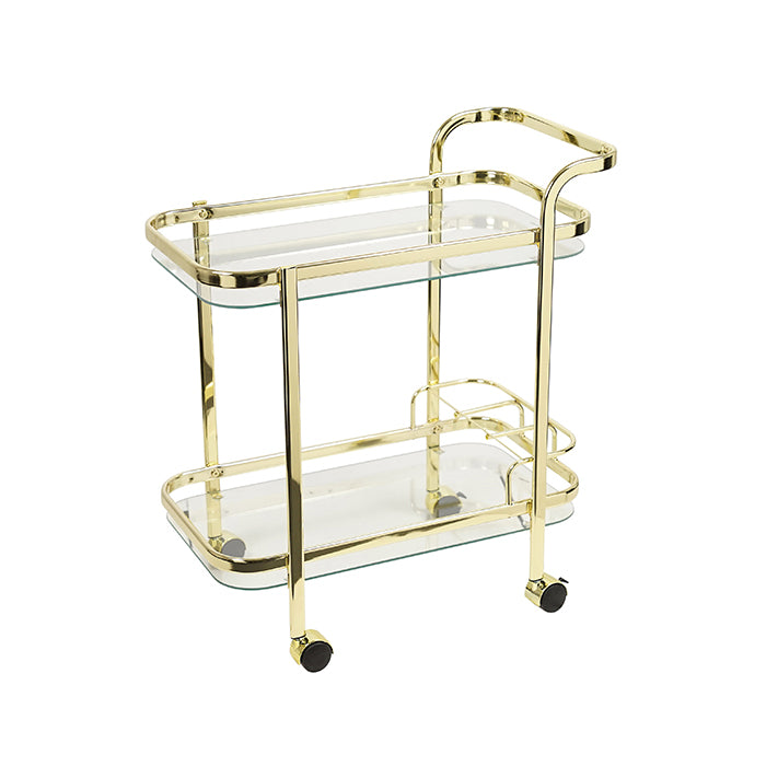 Gold Clear Bottleholder Bar Cart