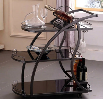 Brooklyn Drinks Trolley Bar Cart - Black