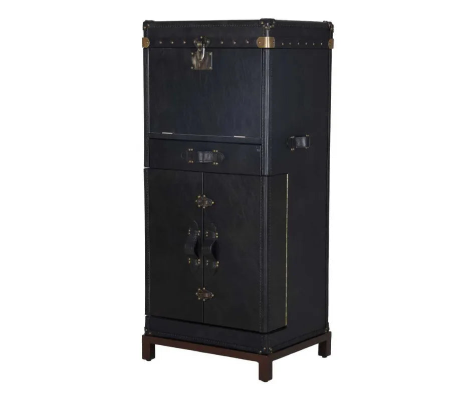 Martini Black Leather Bar Trunk