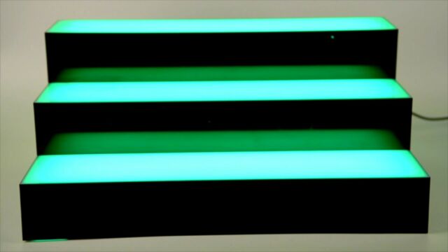 3 Step Lighted Liquor Bottle Display Shelf Counter-top Bar Organiser