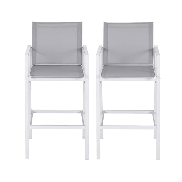 Gardeon 2PC Outdoor Bar Stools Dining Chairs Patio Furniture Garden Steel Textilene White