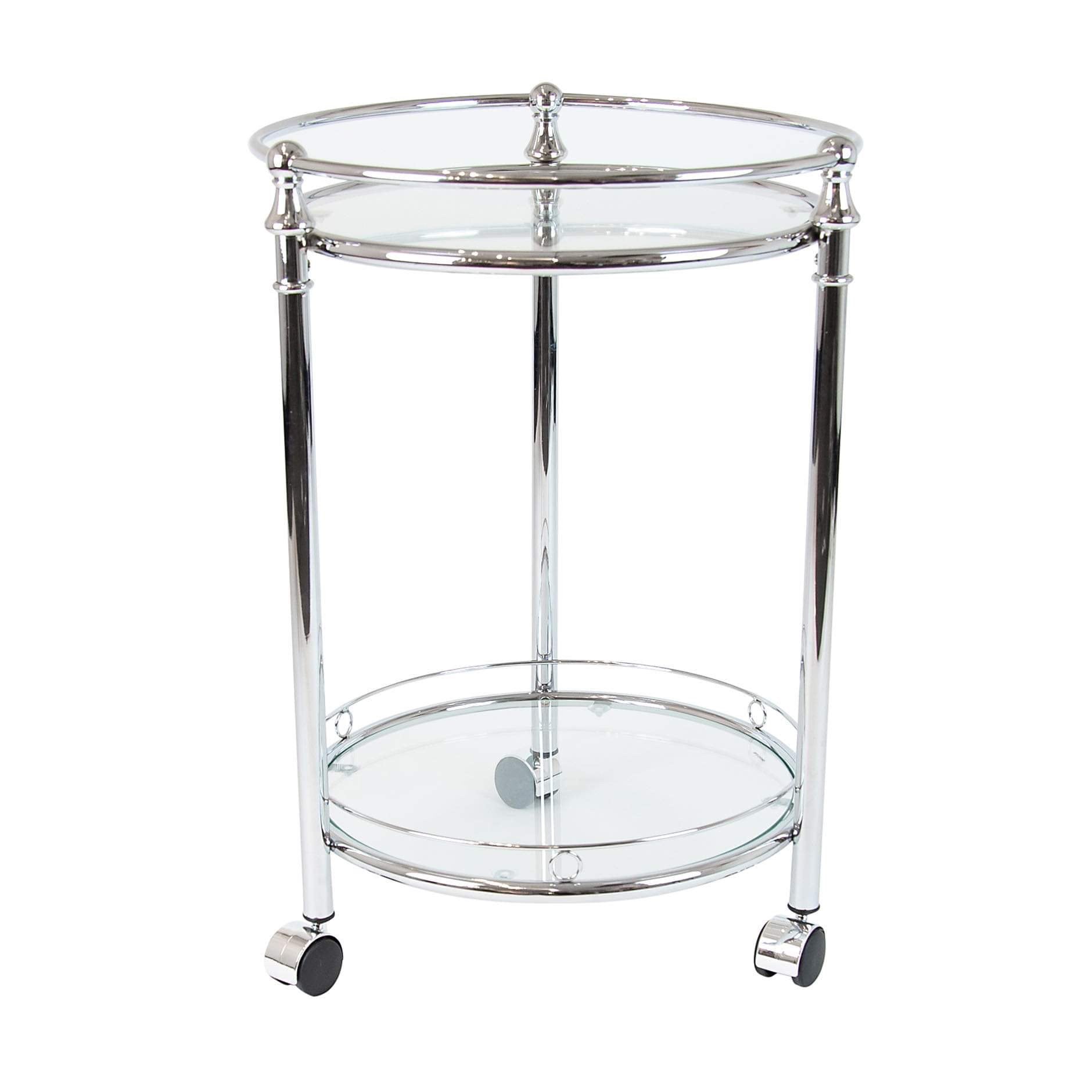 Round Silver Bar Cart Drinks Trolley