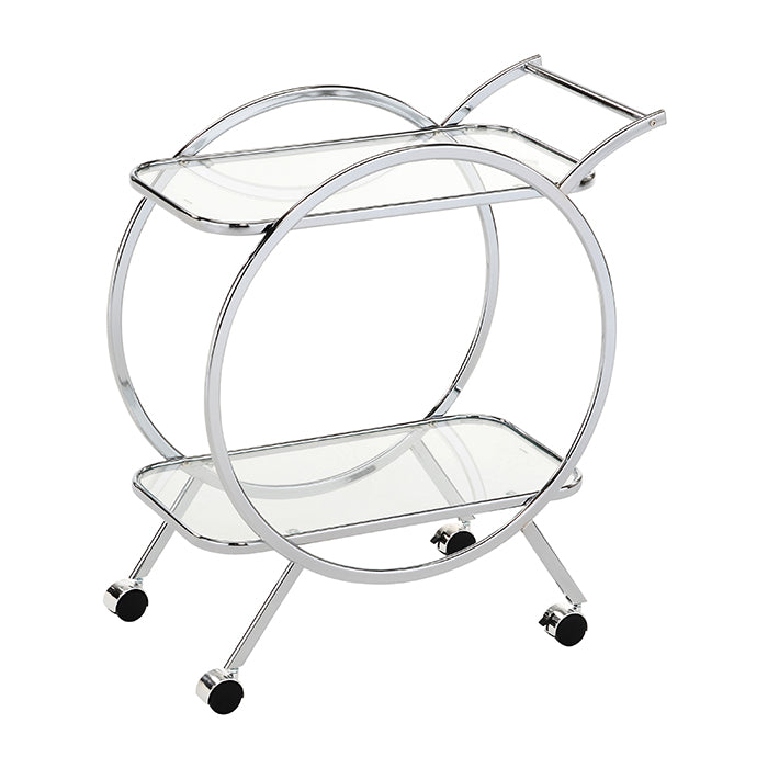 SILVER CLEAR ROUND BAR TROLLEY