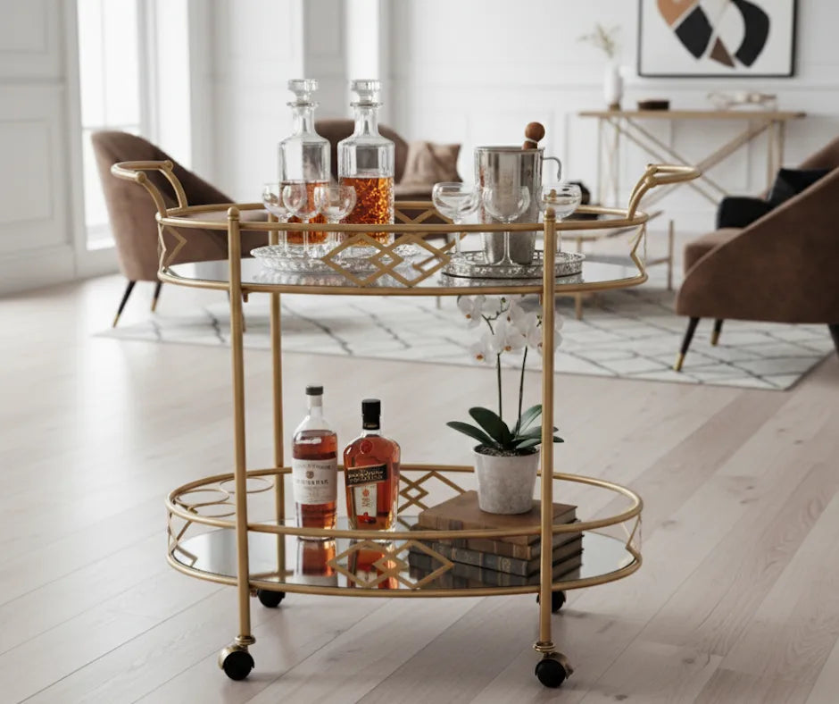 Trellis Drinks Trolley with Bottle Holder