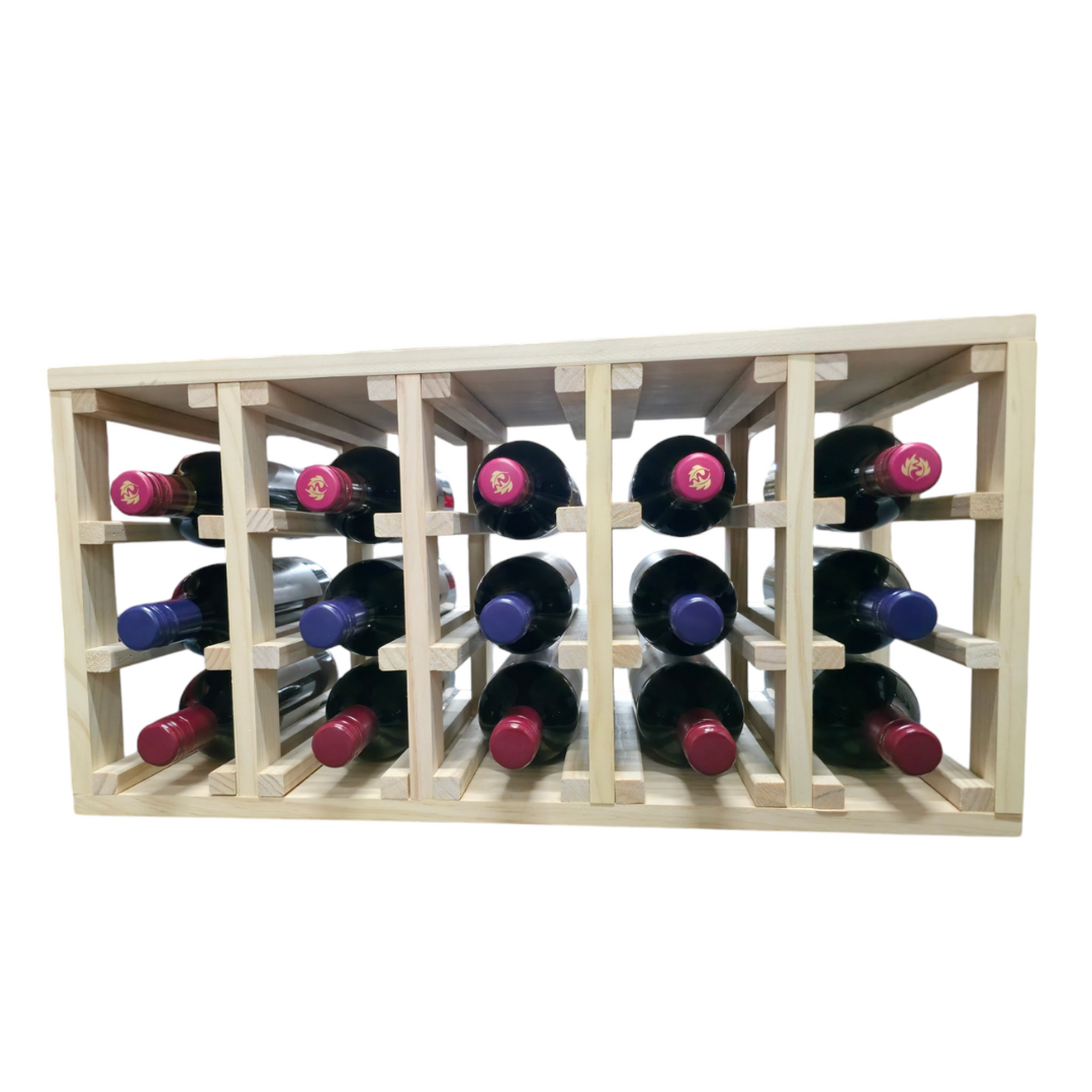 15 Bottles Wood Wine Rack