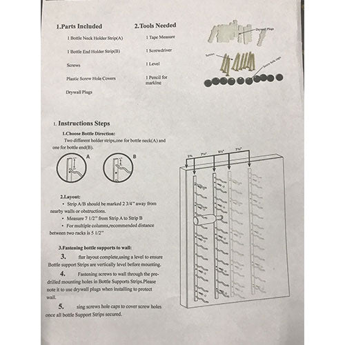 Wine Rack 2 bottle Deep Wall Mounted holds 24 Bottles