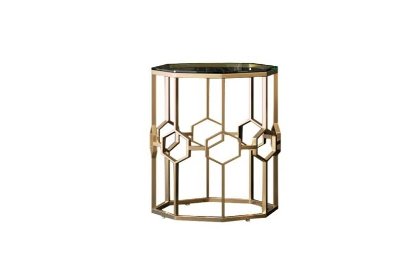 Hexa Clear Gold Side Table
