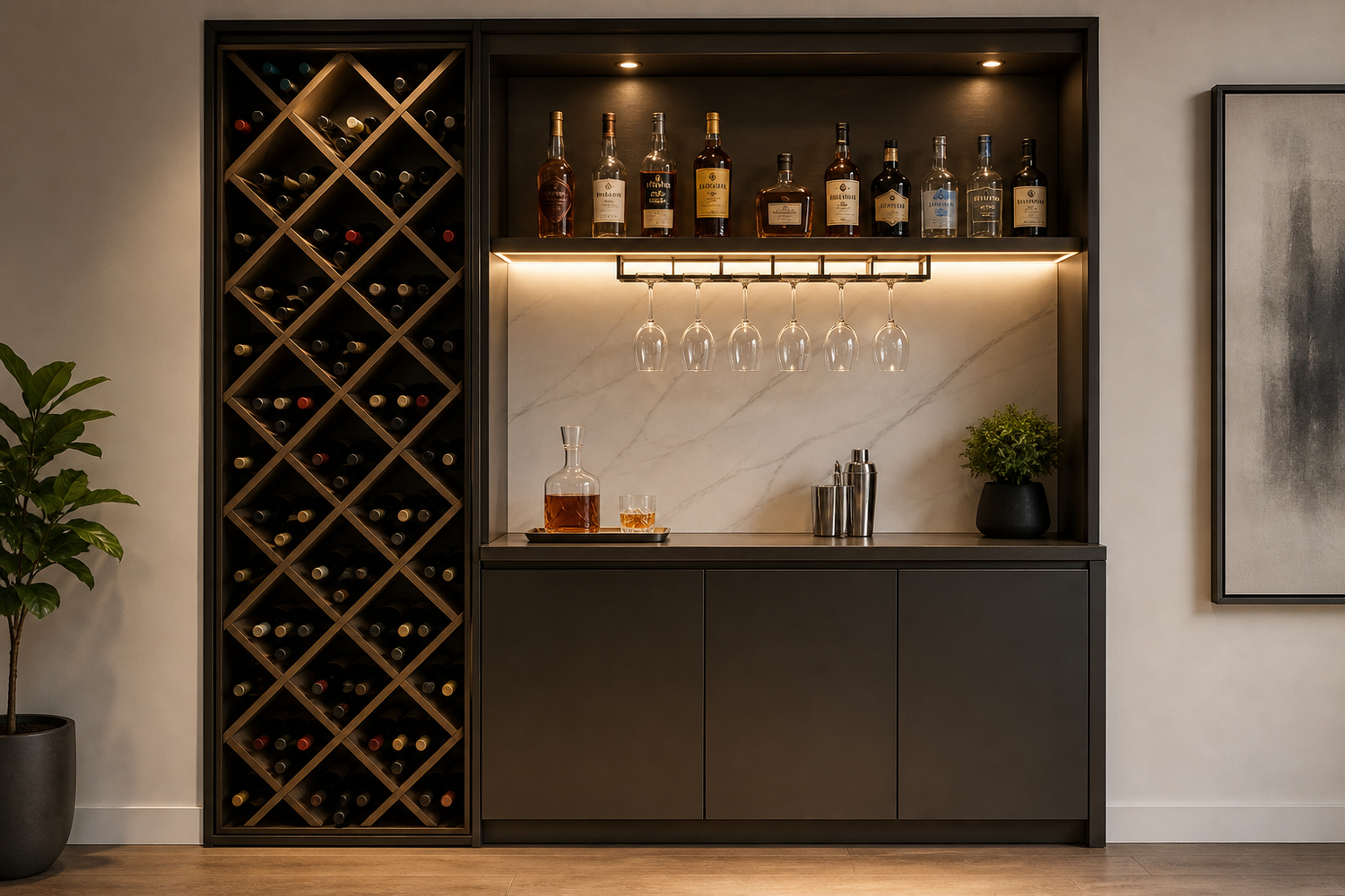 How to Combine a Wine Rack and Home Bar in One Space
