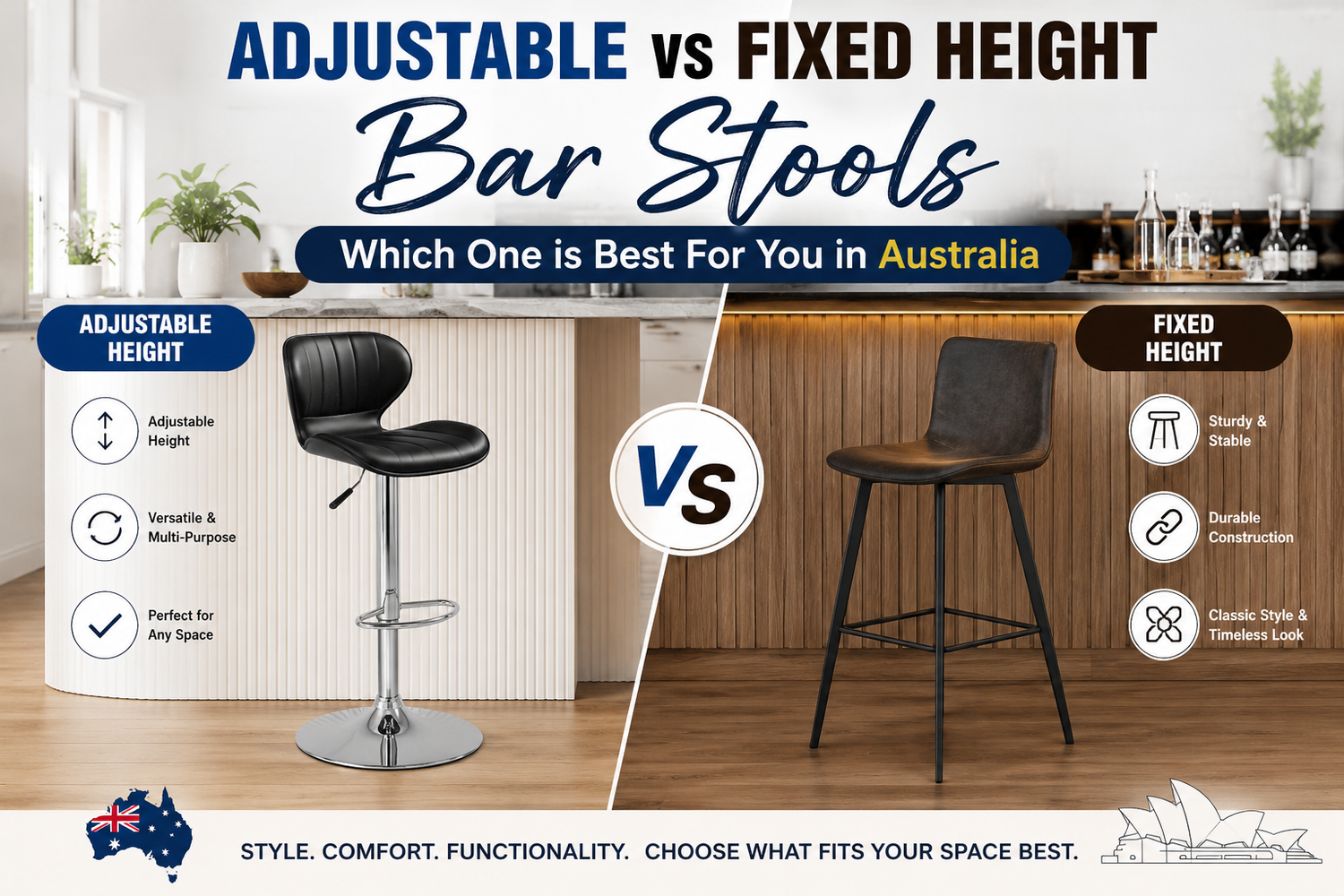 Adjustable vs Fixed Height Bar Stools – Which One is Best for You in Australia?