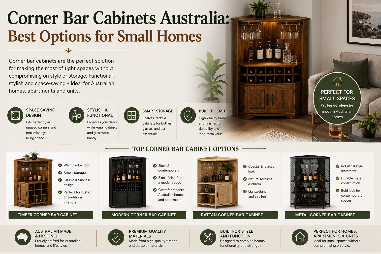 Corner Bar Cabinets Australia: Best Options for Small Homes