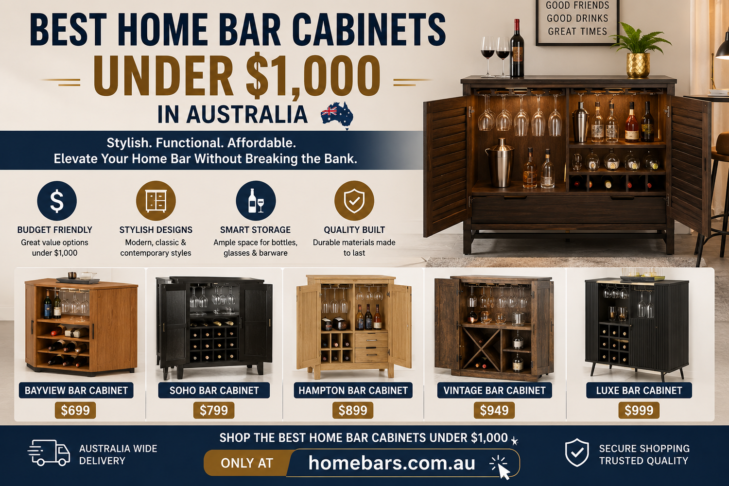 Best Home Bar Cabinets Under $1,000 in Australia - Ultimate Buyer Guide
