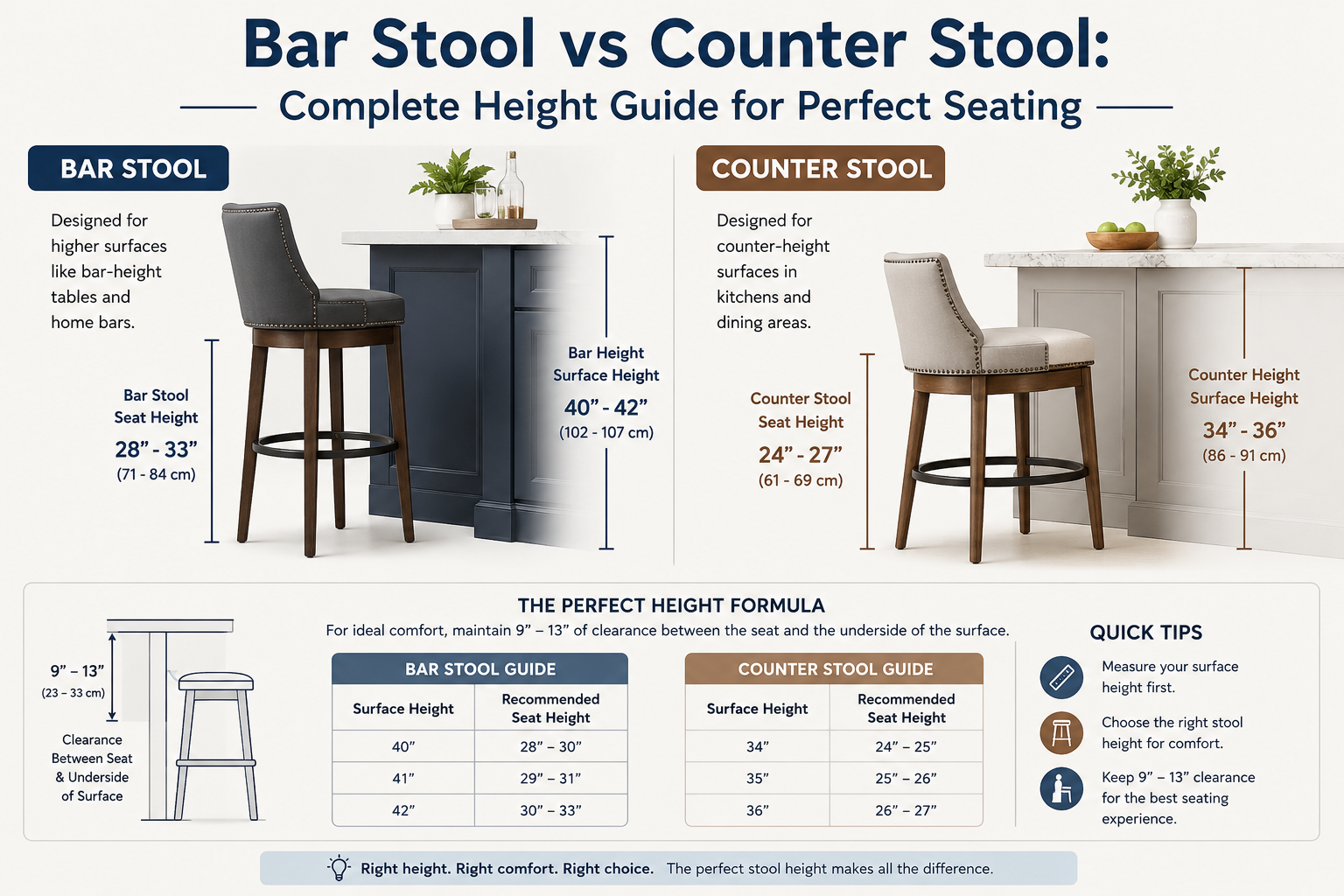 Bar Stool vs Counter Stool: Complete Height Guide for Perfect Seating