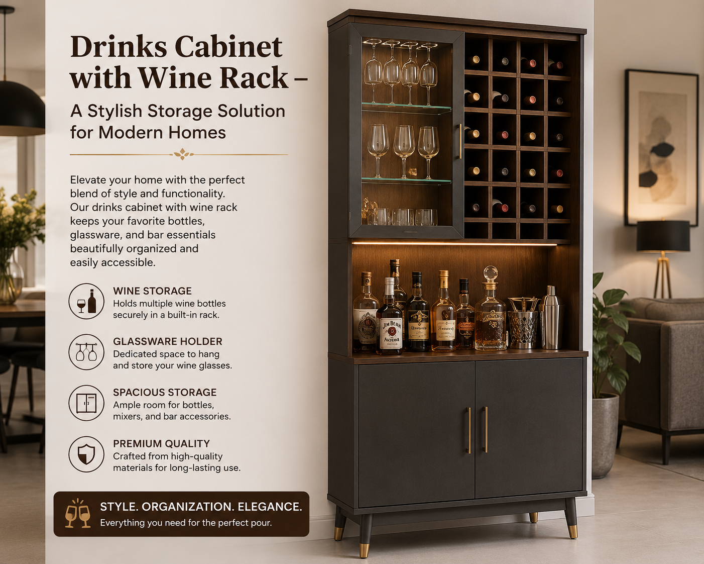 Drinks Cabinet with Wine Rack – A Stylish Storage Solution for Modern Homes