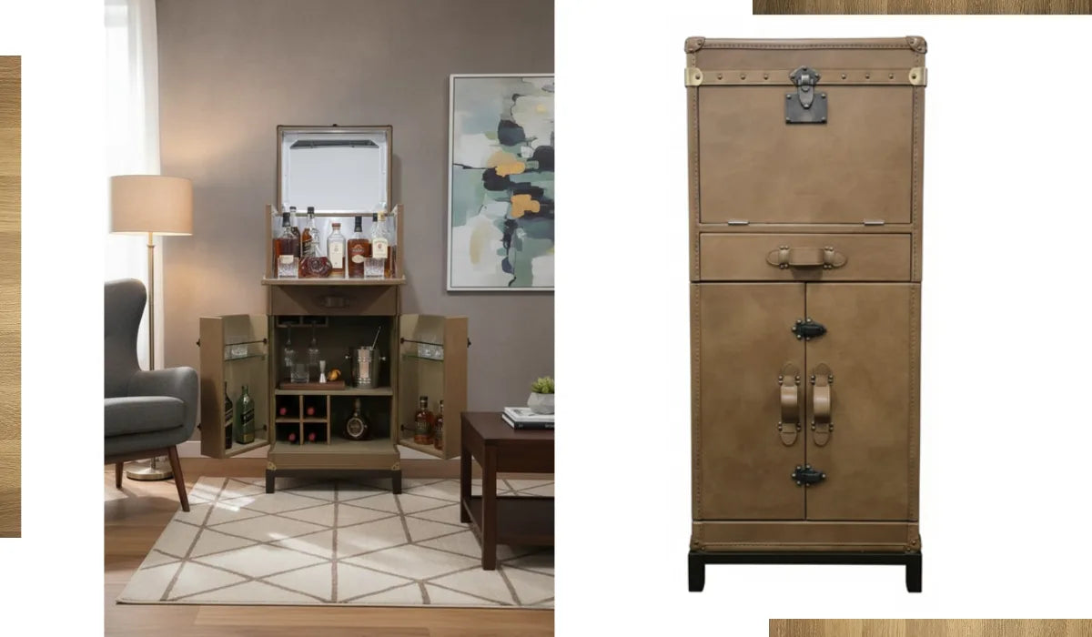 Prestige Martini Leather Bar Cabinet