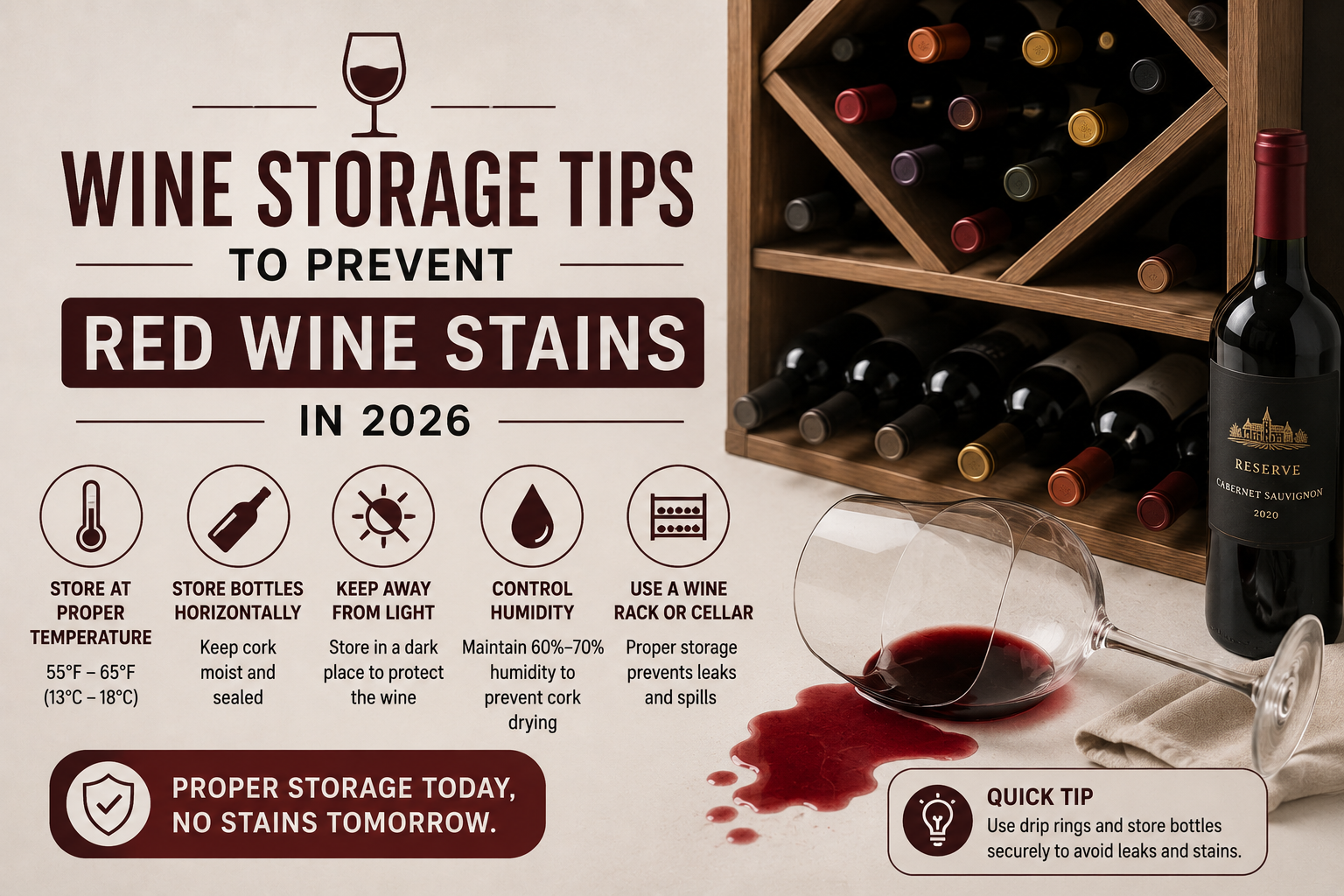 Wine Storage Tips to Prevent Red Wine Stains in 2026
