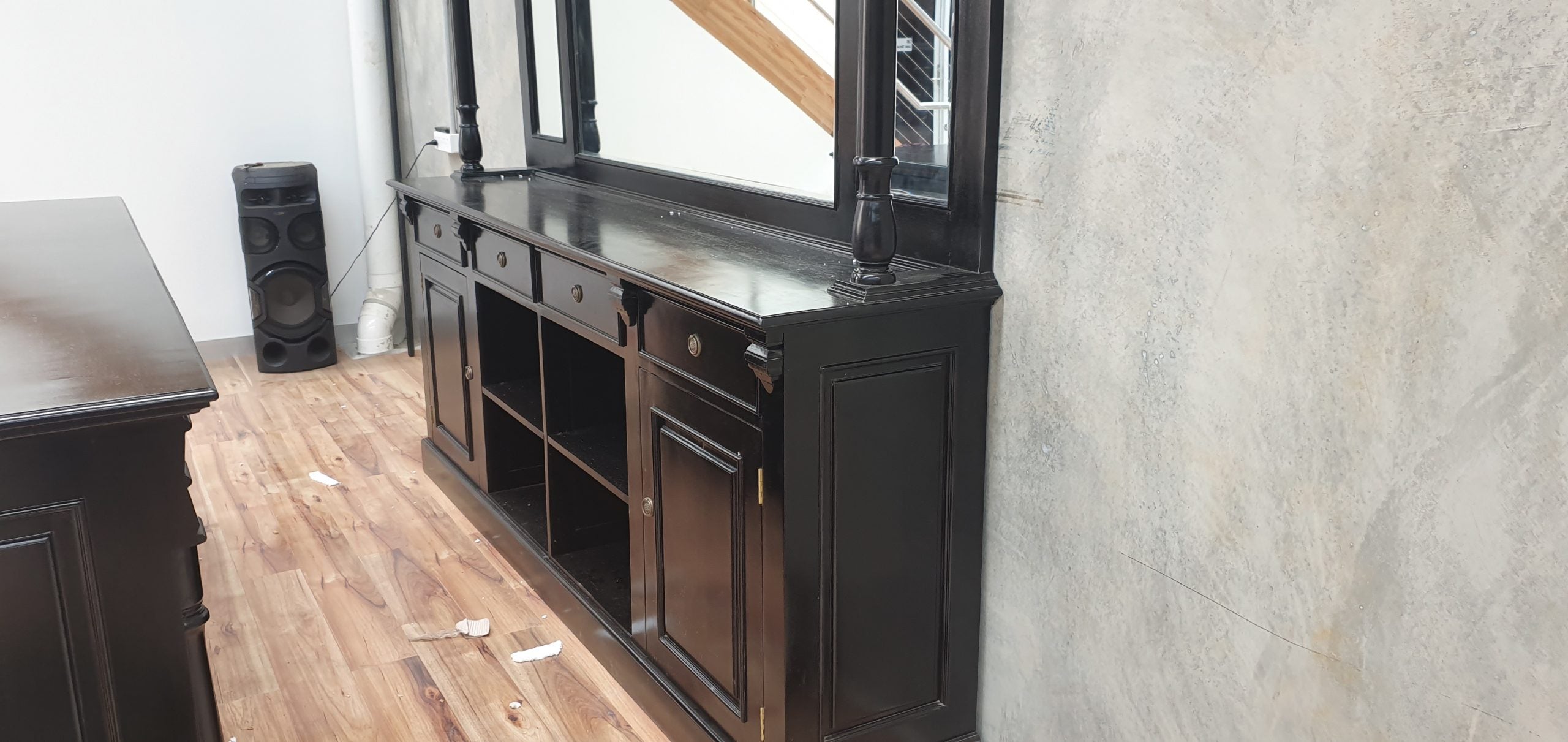 Custom Made Black Mahogany Wood Pub Bar Cabinet
