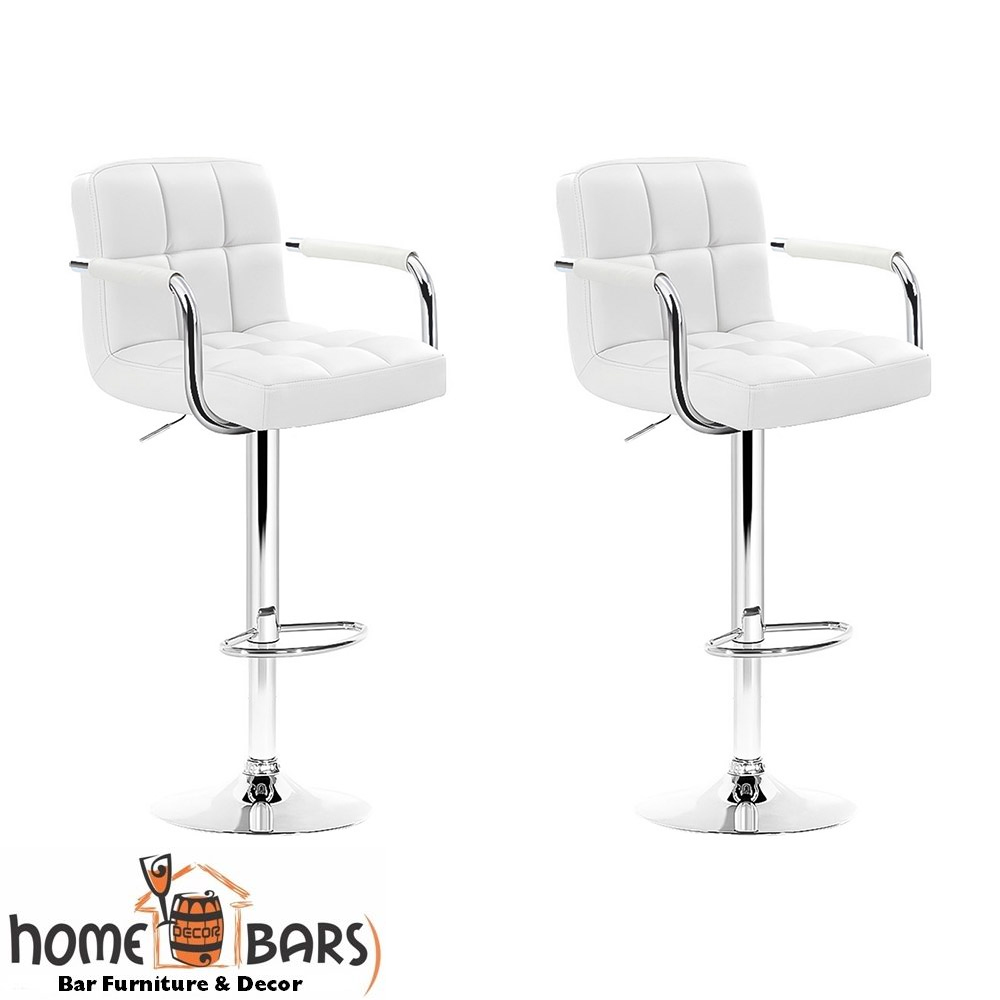 White Bar Stools Set of 2  Gas lift Swivel