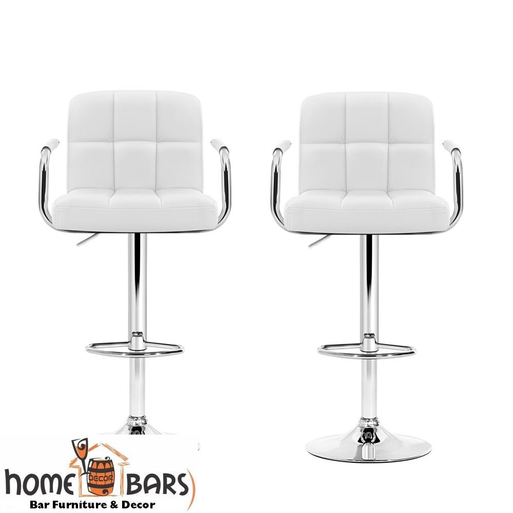 White Bar Stools Set of 2  Gas lift Swivel