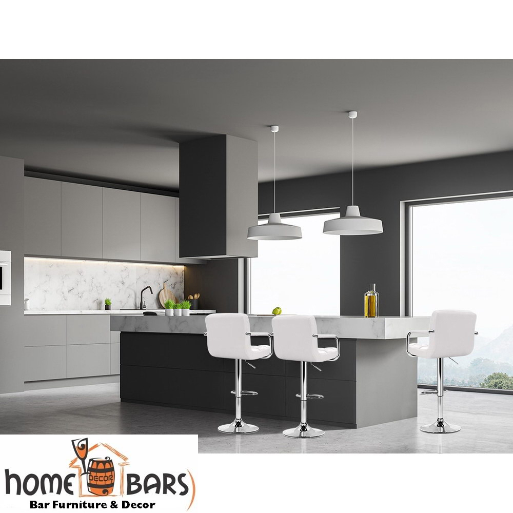 White Bar Stools Set of 2  Gas lift Swivel