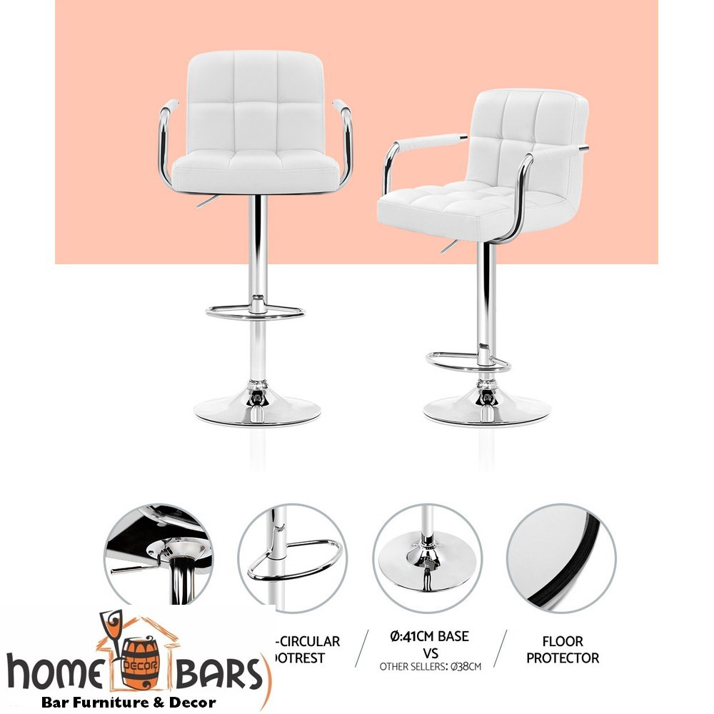 White Bar Stools Set of 2  Gas lift Swivel