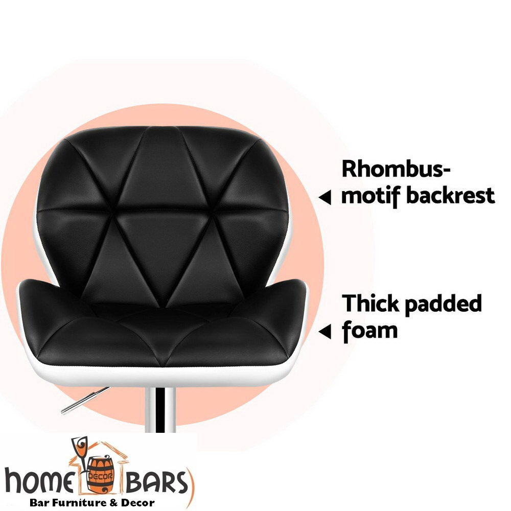 Set of 2 Kitchen Bar Stools - White, Black and Chrome