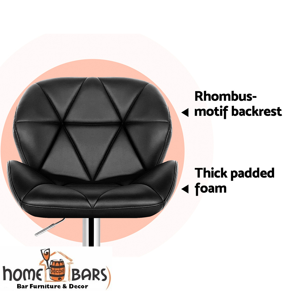 Black Set of 2 Kitchen Bar Stools - Black and Chrome