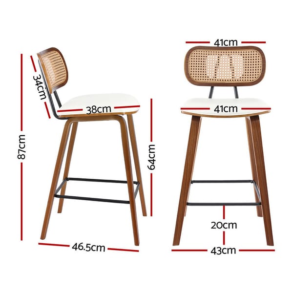 2x  Bar Stools Kitchen Counter Rattan Chairs PU Leather Padding