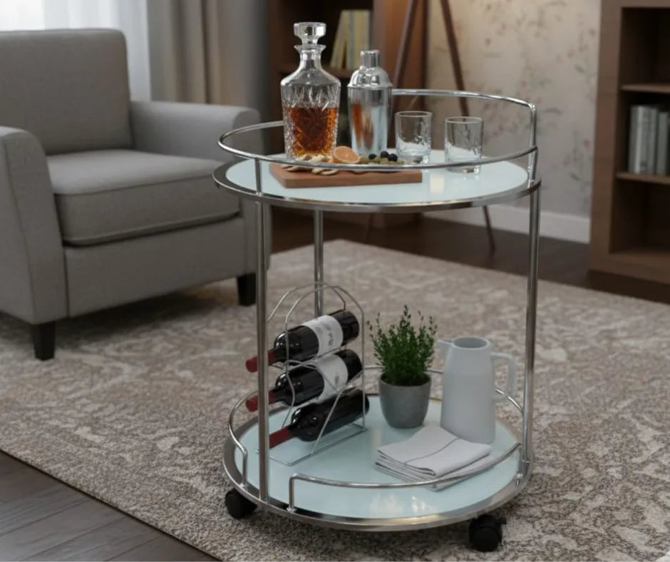 Windsor Chrome White Drinks Trolley