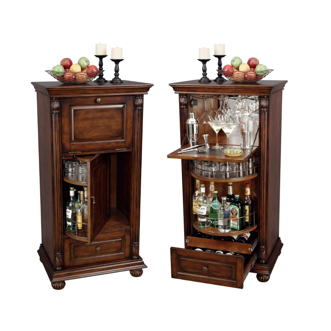 Cognac Hide A Bar Wine Bar Cabinet