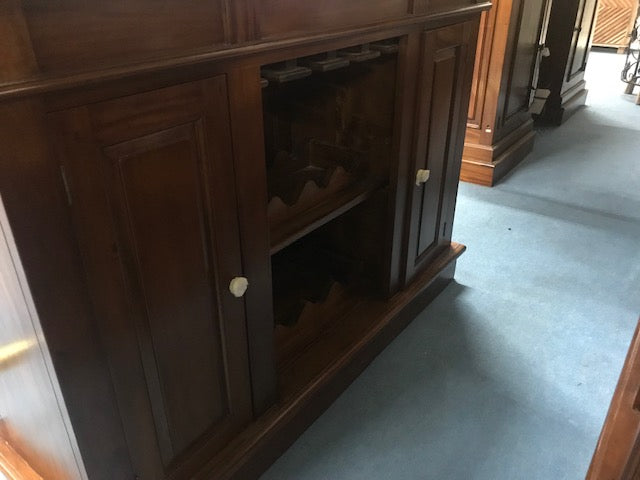 Mahogany Solid Wood Bar Cabinet with Stained Glass Canopy