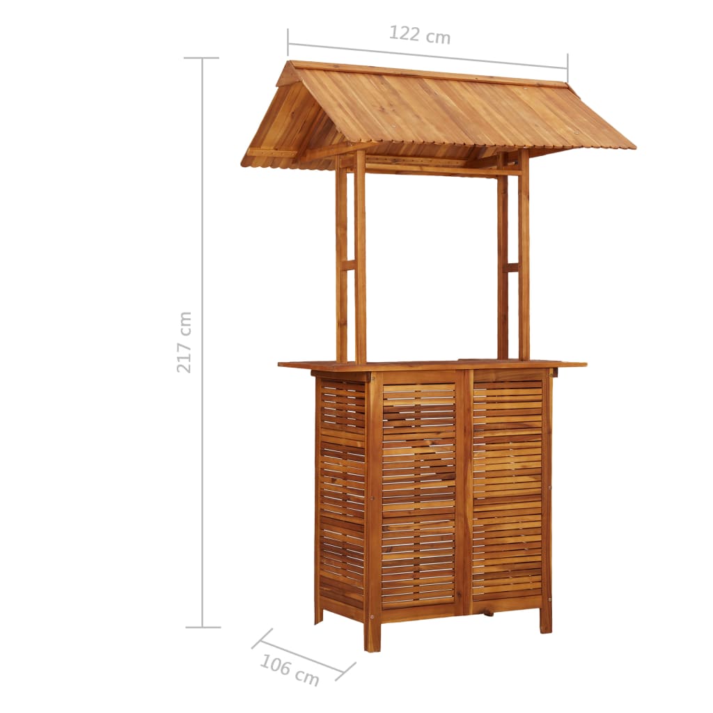 Outdoor Bar Table with Rooftop - Solid Acacia Wood
