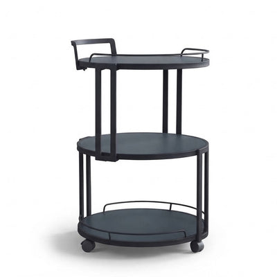 Modern Grey 3-Tier Rolling Bar Cart – Matte Dark Grey