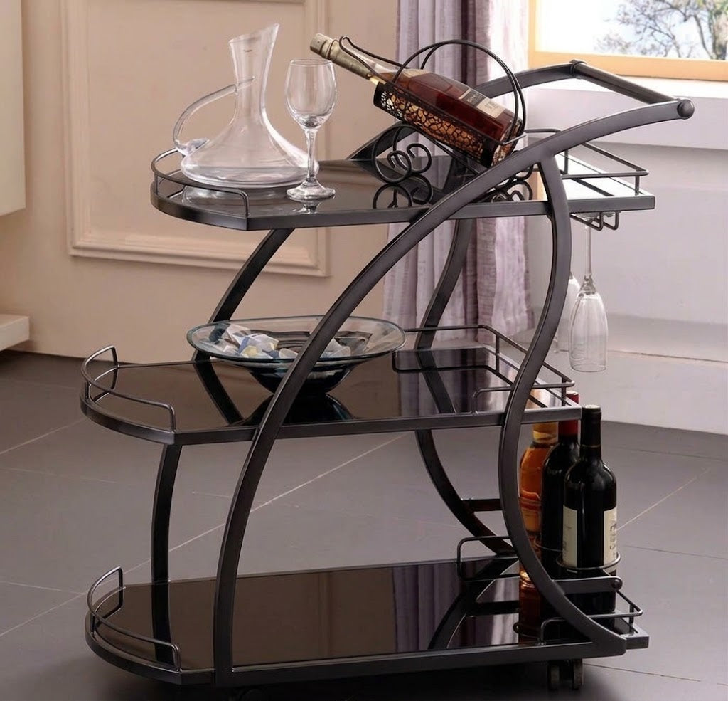 Brooklyn Drinks Trolley Bar Cart - Black