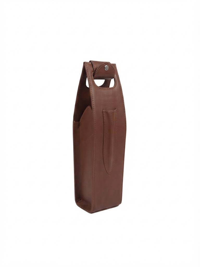 Premium Full-Grain Leather Single Wine Bottle Holder (Black, White, Brown)